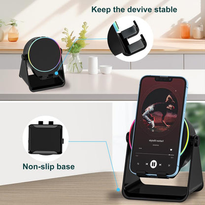GFOUK® 4-in-1 Wireless Audio Dock – Induction + Bluetooth Speaker Stand with RGB Lighting