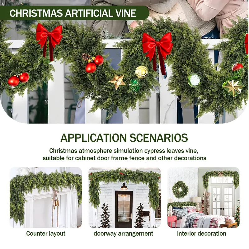 ☃️🎄 Artificial Cedar Garland 🎅 Green Pine Garland for Table, Mantel, Wall – Perfect for Indoor & Outdoor Christmas Decorations