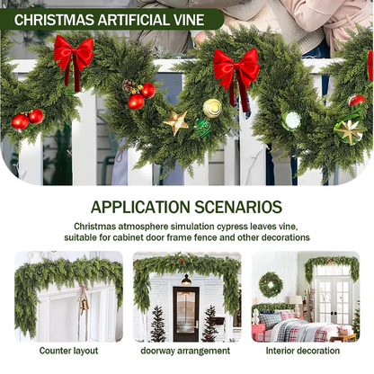 ☃️🎄 Artificial Cedar Garland 🎅 Green Pine Garland for Table, Mantel, Wall – Perfect for Indoor & Outdoor Christmas Decorations