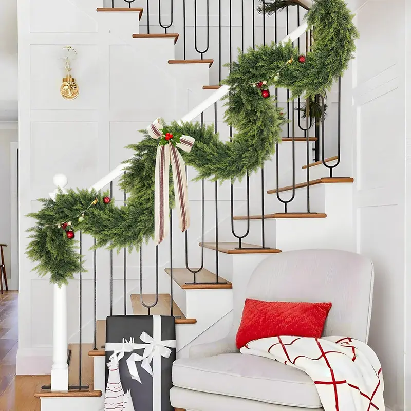 ☃️🎄 Artificial Cedar Garland 🎅 Green Pine Garland for Table, Mantel, Wall – Perfect for Indoor & Outdoor Christmas Decorations