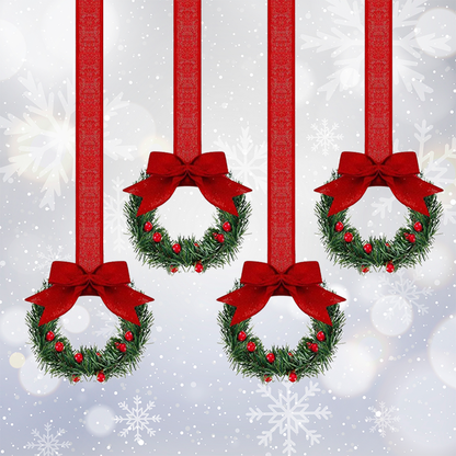 ✨ Mini Christmas Wreaths with Ribbon Bows for Holiday Home Decor 🌺