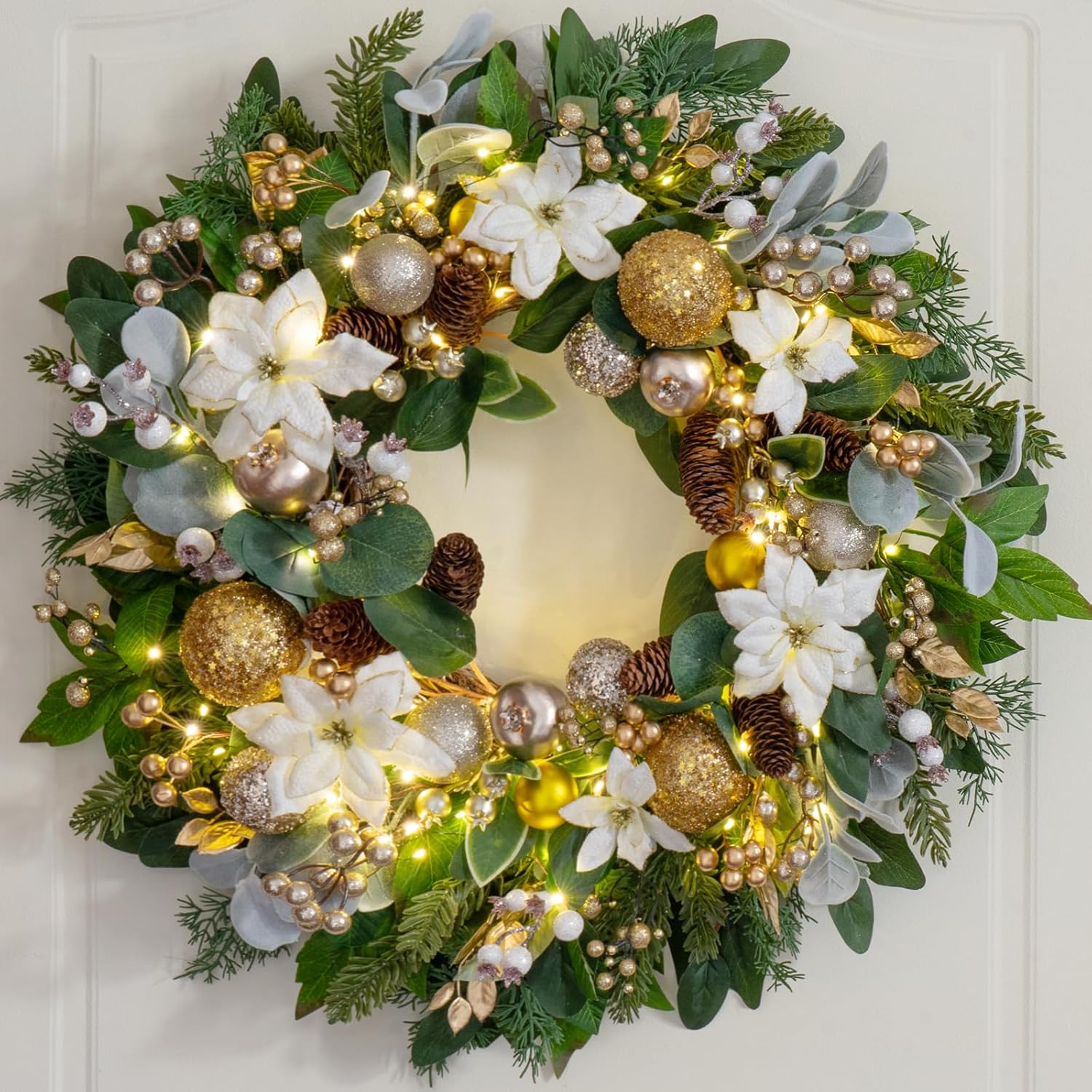White Flower Glowing Wreath (20 inch)
