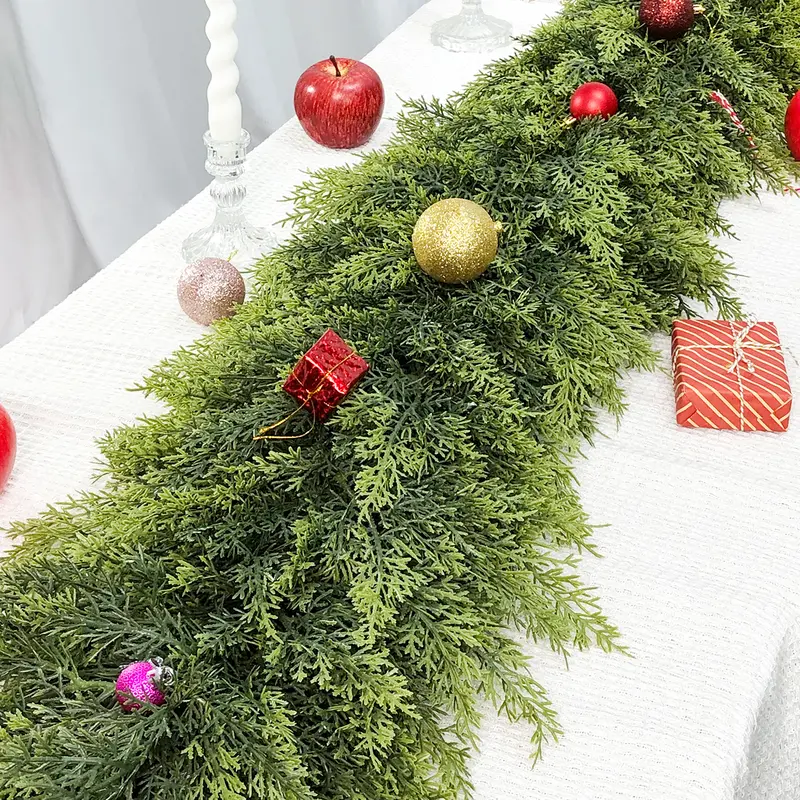 ❄️🎄 Artificial Cedar Garland🇺🇸Green Pine Garland for Table, Mantel, Wall – Perfect for Indoor & Outdoor Christmas Decorations