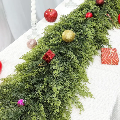 ❄️🎄 Artificial Cedar Garland🇺🇸Green Pine Garland for Table, Mantel, Wall – Perfect for Indoor & Outdoor Christmas Decorations